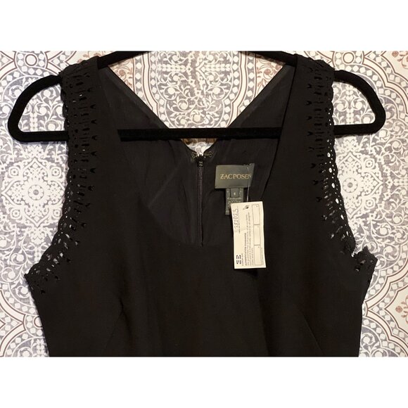 Zac Posen Black Sleeveless Dress With Cutout Lace Detail Size 6 - Picture 4 of 13